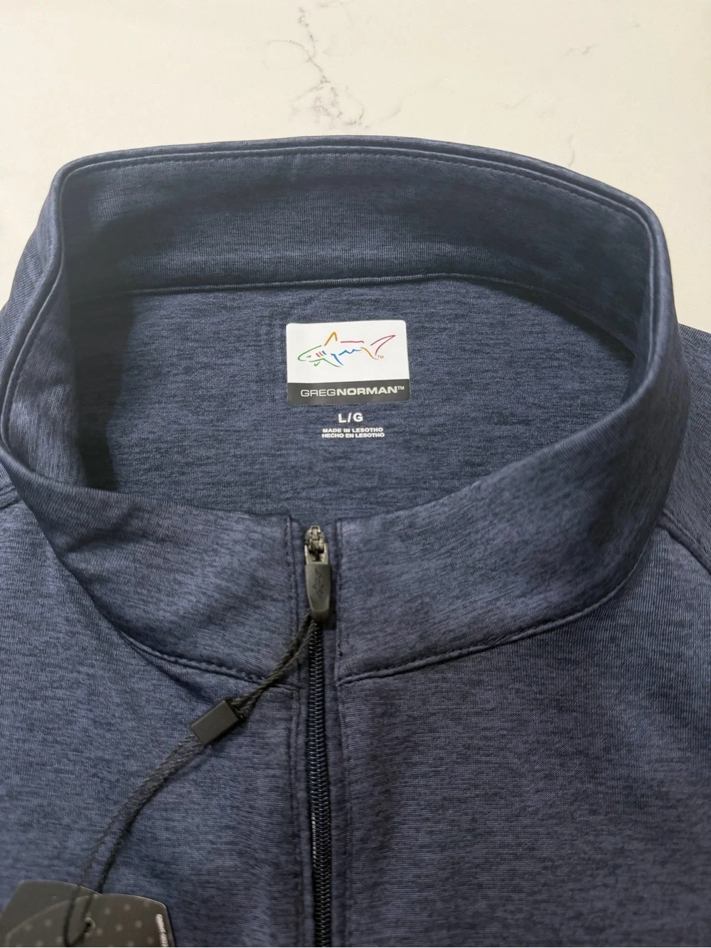 Greg Norman Men's 1/4 Zip Pullover Size L Heather Navy Blue Long Sleeve NWT